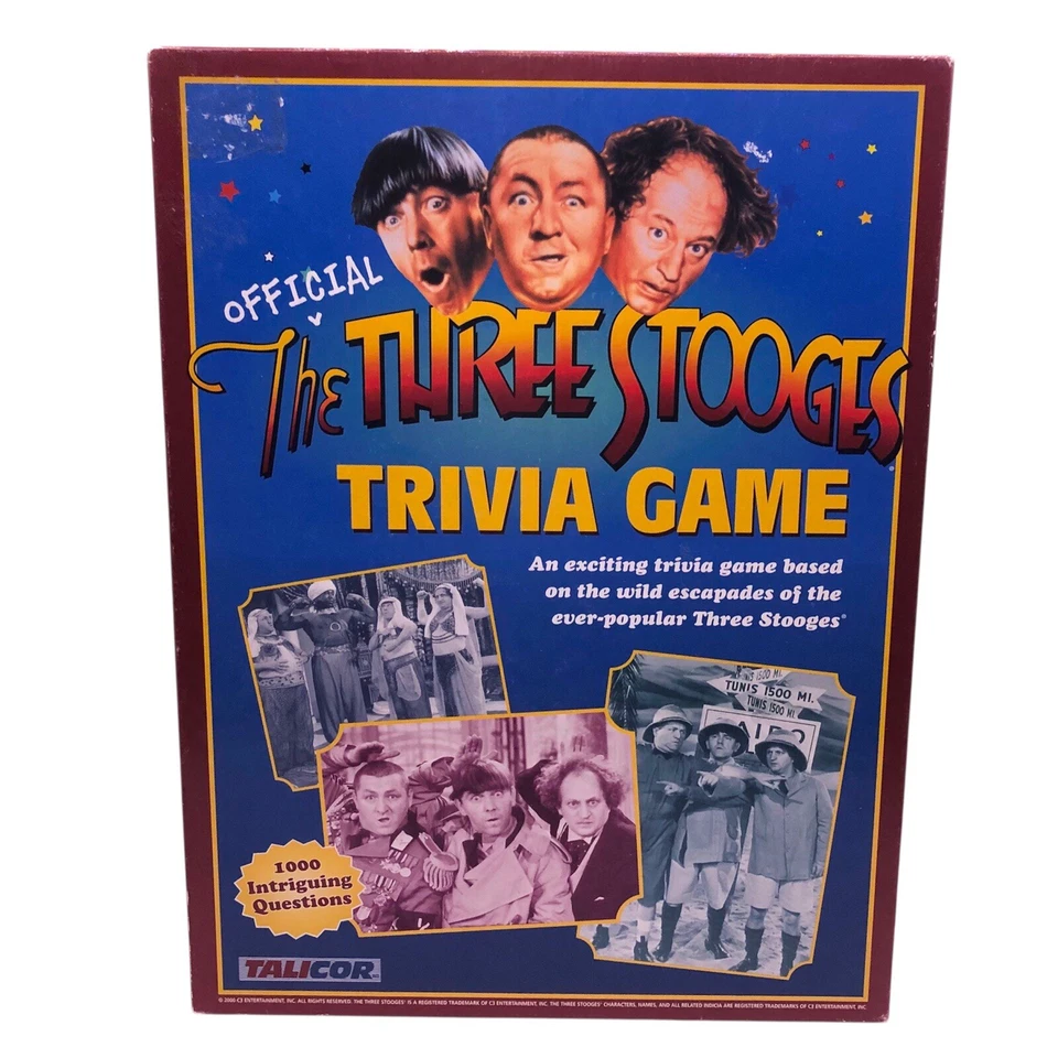 Vintage 2000 The Official Three Stooges Trivia Game By Talicor COMPLETE - Image 1 of 4