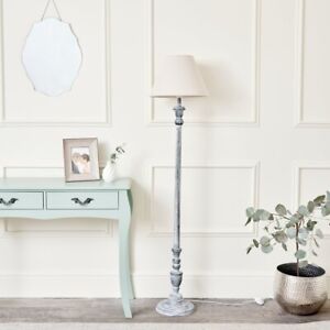 Rustic Grey Floor Lamp with Linen Shade lighting farmhouse country scandi