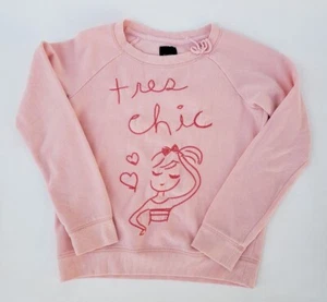 Gap girls pink embroidered fuchsia "tres chic" soft sweatshirt size XL-12 - Picture 1 of 8