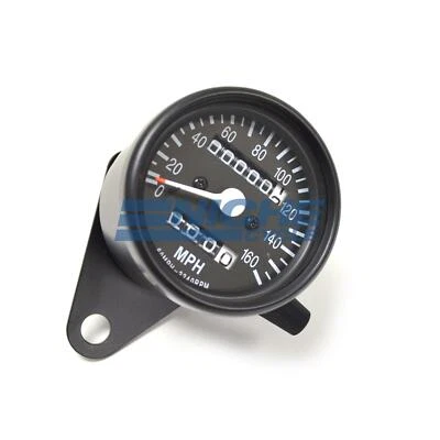 Mini Speedo Black Motorcycle Mechanical 160MPH Speedometer Gauge 2240=60MPH - Image 1 of 4