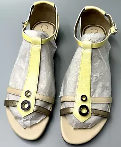 Cole Haan T Strap Sandals Yellow Patent Dressy Low Heel NWOB Fairycore 8 B - Picture 1 of 10