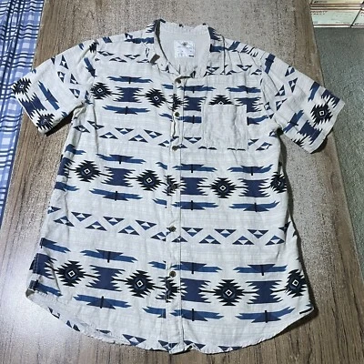 Camisa casual On The Byas masculina asteca SS com botões tamanho L #28800 - Imagem 1 de 3