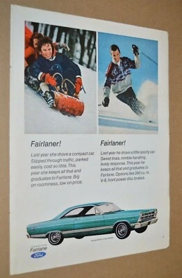 1967 FORD FAIRLANE 500 XL 2 DOOR HARDTOP ORIGINAL ADVERTISEMENT PHOTO AD 67 - Image 1 of 2