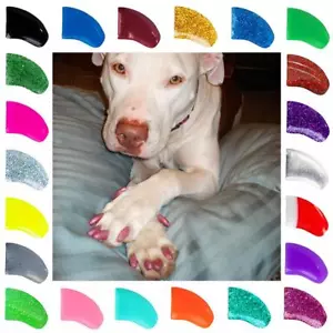 Tapas de uñas suaves con patas de color púrpura para aseo de garras de perro ~ suministro de 6 meses adhesivo extra - Imagen 1 de 37