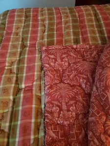 French Toile King India Design Rust Rope Trim Reversible King Comforter Heavy - Picture 1 of 7