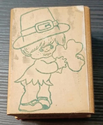 Carimbo de borracha vintage Little Leprechaun selo LUCKY GE funciona dia de São Patrício - Imagem 1 de 4