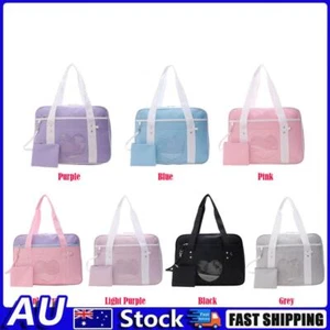 Cute Women Transparent Love Canvas Large Capacity Travel Handbag Shoulder Bags - Picture 1 of 21