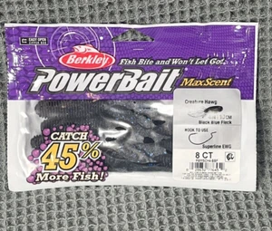 Berkley PowerBait MaxScent Fish Bait, 4", Creature Hawg, Black Blue Fleck, 8 Ct - Picture 1 of 4