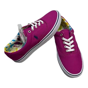 Polo Ralph Lauren Sneakers Men 11.5  Magenta Tie Dye Trim Lace Up Country Club - Picture 1 of 10