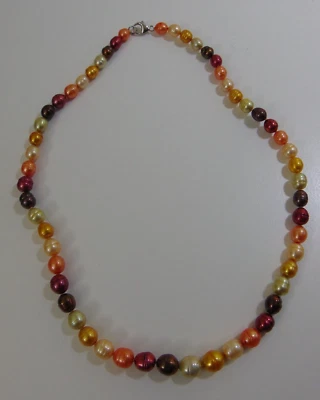 Collar Honora Perla Cultivada y Plata de Ley 925 Colores Otoño 20" Largo Foto 1 de 4