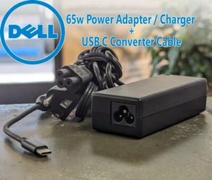 Genuine Dell Laptop Charger 65W Watt USB Type C AC Power Adapter - Picture 1 of 5