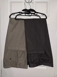 Lote de 2 Pantalones de Vestir Louis Raphael Luxe Plisados Para Hombre 34X30 34x32 Lt y Gris Oscuro - Imagen 1 de 10