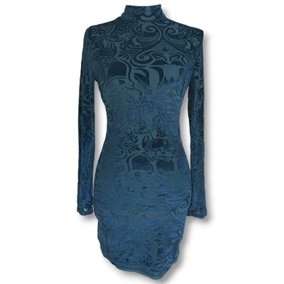 Mini Vestido Bebe Negro Terciopelo Burnout Manga Larga XXS NUEVO SIN ETIQUETAS Foto 1 de 4