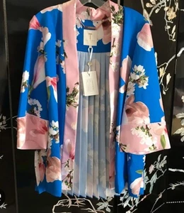 New Ted Baker Amaree Harmony Pleated Floral Blue Pink Kimono medium size - Picture 1 of 4