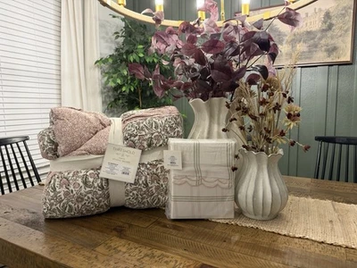 Studio McGee Twin XL Plaid Sheet + Reversible Floral Comforter Set Threshold NEW - Image 1 of 4