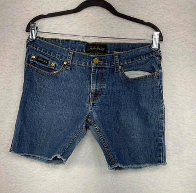 Pantalones cortos de mezclilla para mujer Fabulosity tiro bajo dobladillo crudo talla 9 Foto 1 de 4