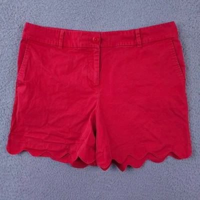 Talbots Shorts 10 Coral Scalloped Hem Chino Cotton Stretch Chino Casual 5" Faded - Image 1 of 4