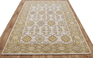 Tabitha Gold Oriental Oushak Floral Hand-Tufted 100% Wool Soft Area Rug Carpet - Picture 1 of 5