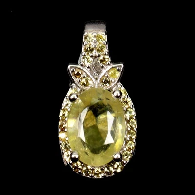 925 Pendente Argento Sterling Ovale Giallo Zaffiro 8x6mm Zaffiro Gemma Gioielli - Immagine 1 di 4