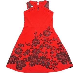 BCX Girl Sz 12/ Red With Black Velvet Floral DesignNWOT - Picture 1 of 6