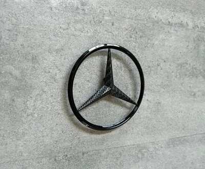 Mercedes-Benz SL R129 Carbon Fiber & Black Genuine OEM Trunk Star Emblem SL500 - Image 1 of 4