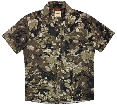 Simms Camouflage Shirt Mens M Short Sleeve Fishing Veil Camo Outdoor Pockets - Image 1 of 4