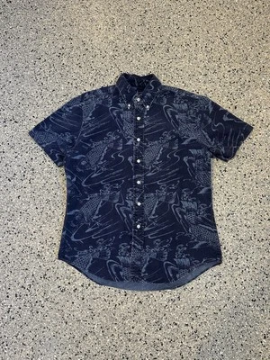 Camisa Ralph Lauren Azul Calce Ajustado Koi Pez Botones Algodón Campamento SS Para hombres talla L Foto 1 de 4