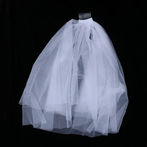 1PZ Velo Corto Doppio Strato Pettine Velo Matrimonio Velo Semplice Copricapo Viso - Foto 1 di 11