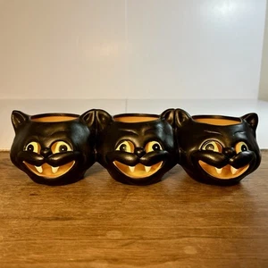 "Candelabro vintage de cerámica de Halloween para gato negro iluminaciones 10,5"" ¡difícil de encontrar!" - Imagen 1 de 15