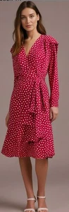 Dior Vintage Polka Dot Wrap Silk Dress UK8 US4 Small - Picture 1 of 15
