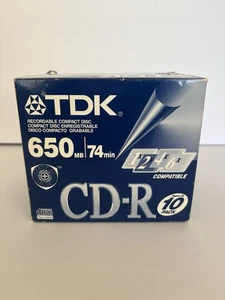 TDK 74 Minute 650mb Music CD-R Regular Case 10 Pack Individually Sealed Disc - Picture 1 of 7
