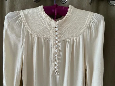 Винтажная блузка 90-х GHOST кремовая вискоза SMOCK TOP атласная панель ossie clark 70-е вибрация - Изображение 1 из 4
