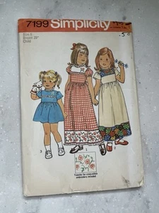 6 Girls Simplicity vintage 1975 toddler maxi / short border dress sewing pattern - Picture 1 of 5