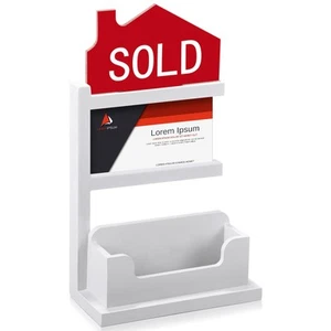 Real Estate Business Card Holder Wooden Display Stand Farmhouse Business Card - Picture 1 of 6