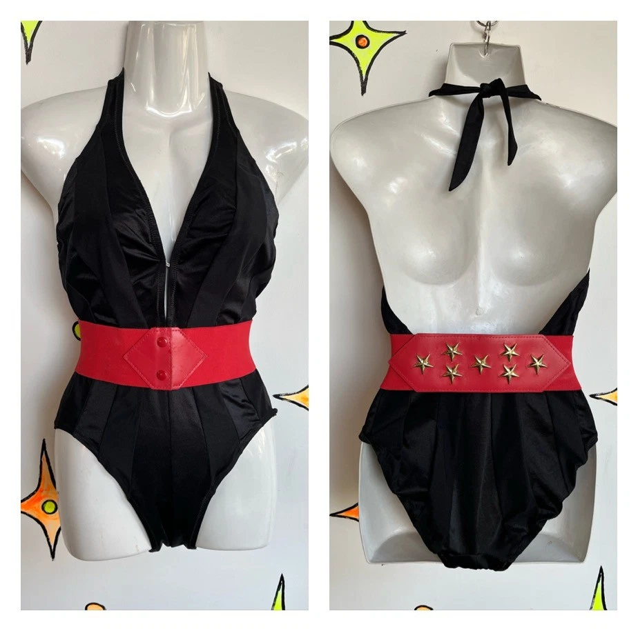 Vintage 70s | Red Wide Elastic Stretch Cinch Belt | Glam Punk Disco Wonder Woman - Image 1 of 1