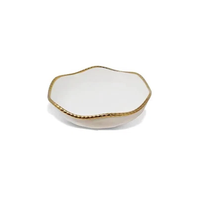 White Salad Bowl New Bone China With Gold Rope Edge - Image 1 of 2