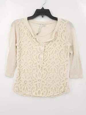 Blusa Lauren Conrad Mujer Adulto Talla XS Color Crema Manga Larga Diseño Encaje Foto 1 de 4