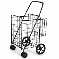 Ironmax Utility Shopping Cart Foldable Jumbo Basket Grocery Laundry w/ Wheels