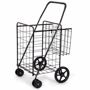 IRONMAX Utility Shopping Cart Foldable Jumbo Basket Grocery Laundry w/ Wheels - Picture 1 of 7