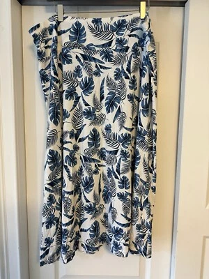 Joe Fresh Women’s Tropical Beach Hawaiian Coastal Midi Skirt Palm Plus Size 1x — 第 1/4 张图片