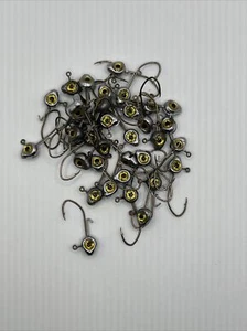15 Pack  1/16 Oz Size 4 Sickle Hooks Jigs Heads With Gold 3D eyes & Wire Keeper - Picture 1 of 5