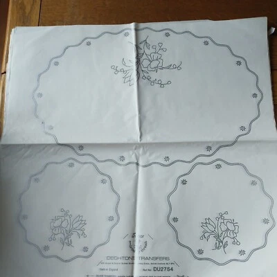Vintage Deighton's 'Silver-Tex' Embroidery Transfer: OVAL Dressing Table Set - Image 1 of 3
