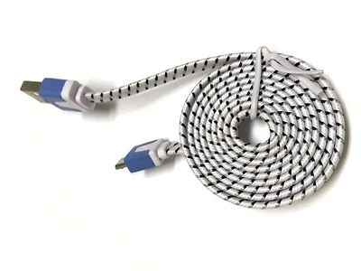 3/6/10 FT braided flat Micro USB Charging cable for Android Devices Samsung, LG - Image 1 of 2