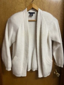 Lambswool Angora Blend Open Cardigan Sweater By IB Diffusion Ivory Vintage - Picture 1 of 7