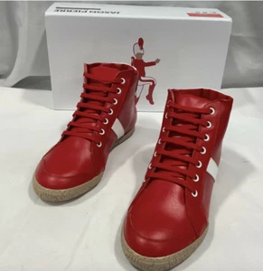 Size 8 Men's Jason Pierre Leather Lace Up High Top Red #0R2647 Sneakers - Picture 1 of 7