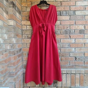 Maxi vestido para mujer SHEIN talla XL ajustado y acampanado cuello en V rojo - Imagen 1 de 11