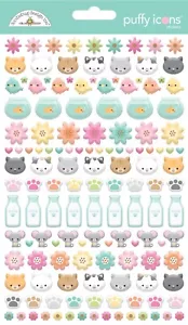 PEGATINAS DE ICONOS DOODLEBUG HINCHADOS - GATITO BONITO - 139 piezas, gato, ratón, pecera - Imagen 1 de 1
