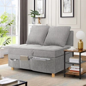 3-Seater Linen Fabric Loveseat Sofa with 2 Throw Pillow, Single Recliner Sofa🛋️ - Picture 1 of 13
