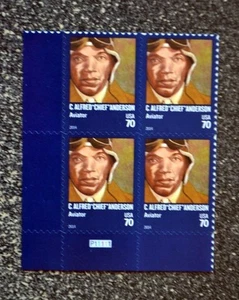 USA2014 #4879 70c C Alfred Chief Anderson Distinguished Americans Plate Block 4 - Picture 1 of 2