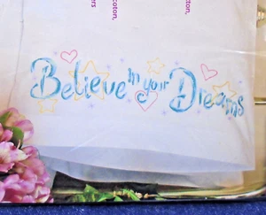Set 2 Dimensions 73418 Believe in Your Dreams Cross Stitch Stamped Pillowcases - Picture 1 of 3